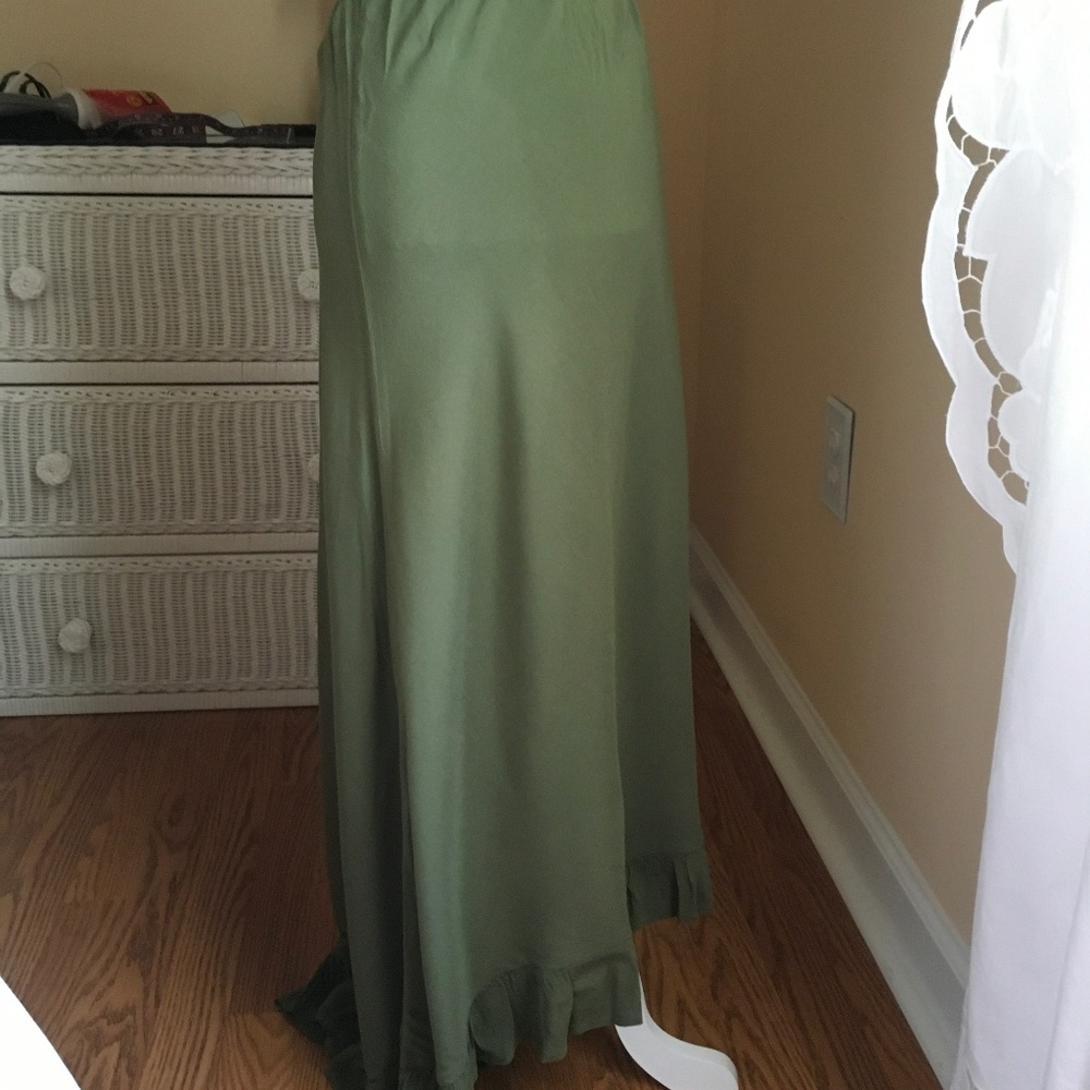 Maxi rayon green skirt